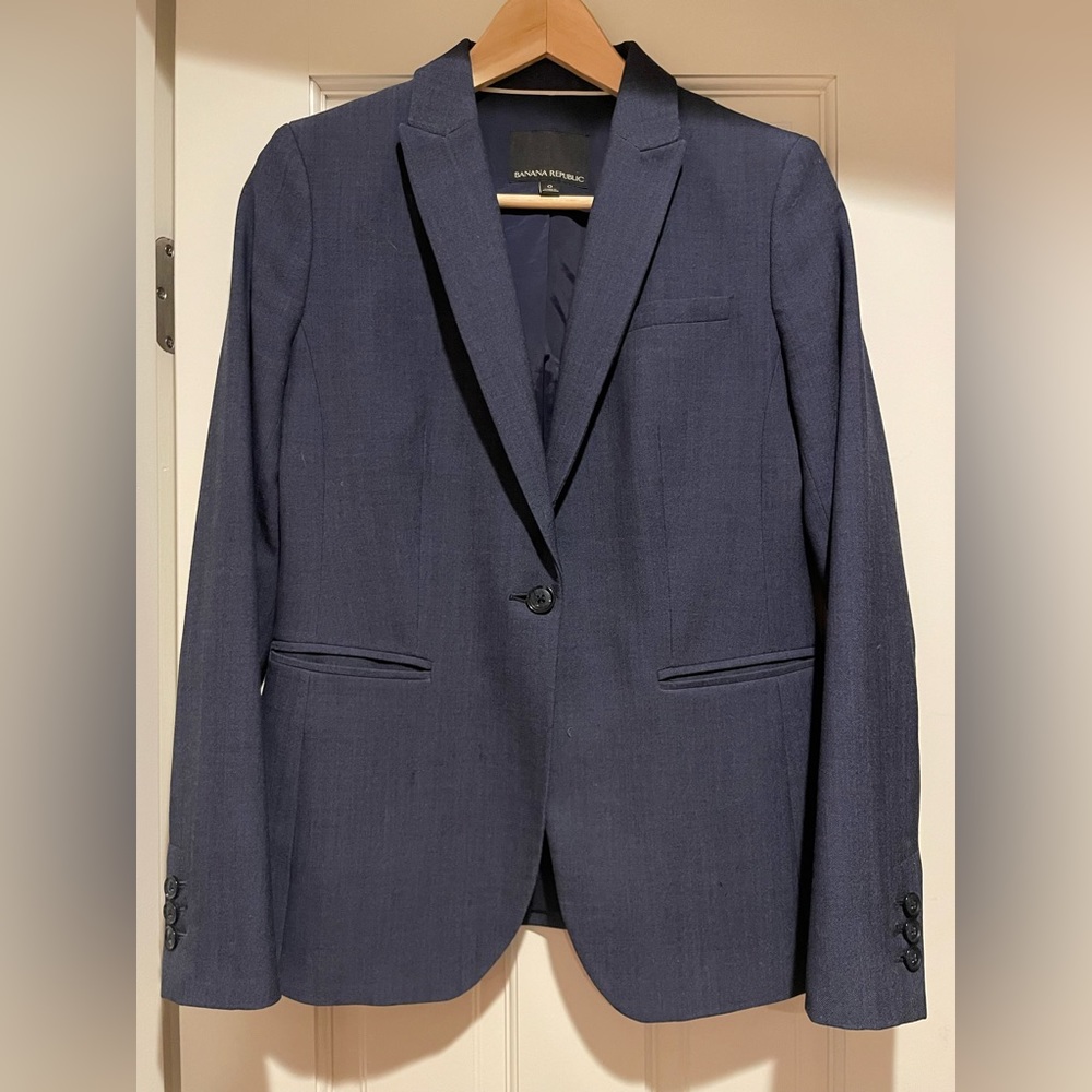 Banana Republic Blue Wool Suit Jacket Size 0
